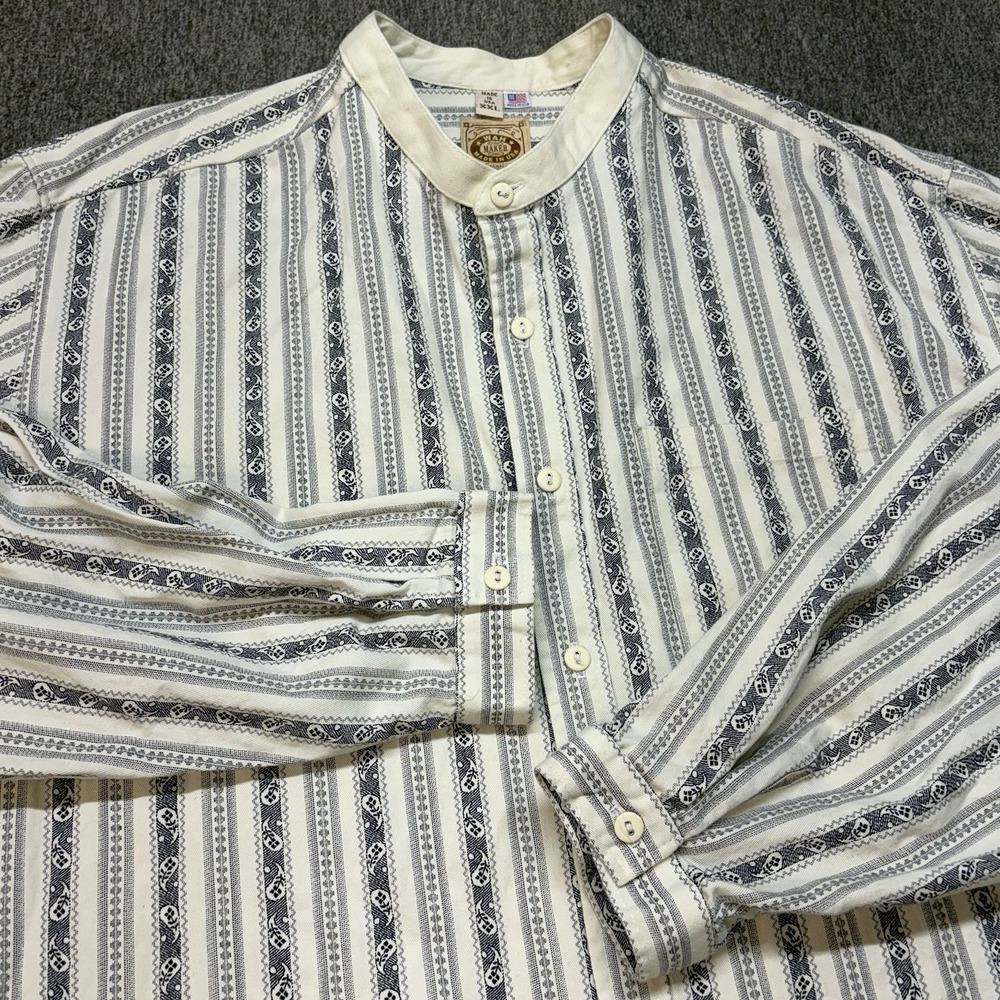 VTG Wah Maker Frontier Shirt Mens 3XL Western Cowboy Band Collar Made In USA